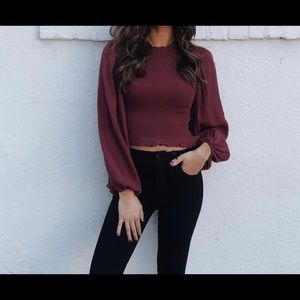 OLIVACEOUS Smocked Top